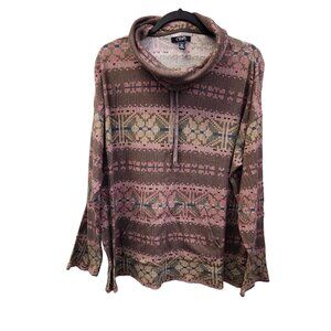 Chaps XL Women's Cowl Neck Long Sleeve Kangaroo Pockets Pullover